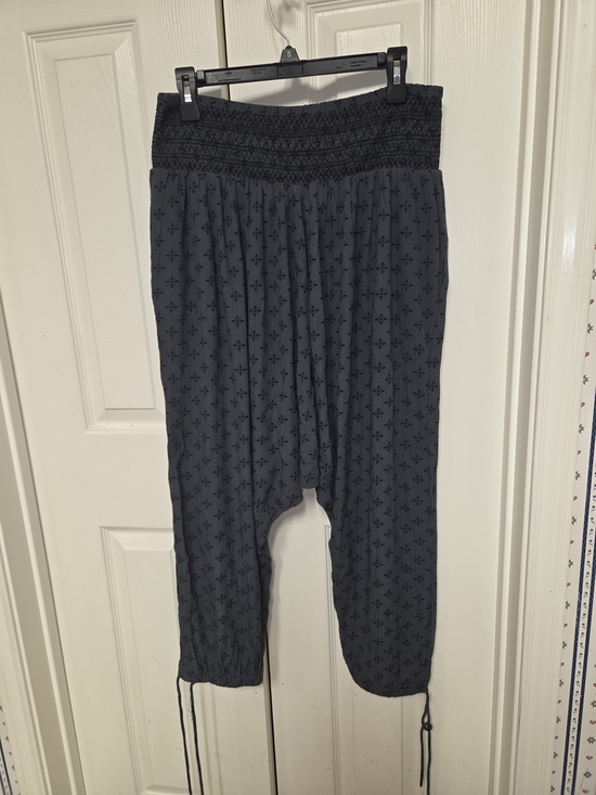 Heihei Pants - Anthropologie Hei Hei Smocked Waist Black Cropped Harem Pants